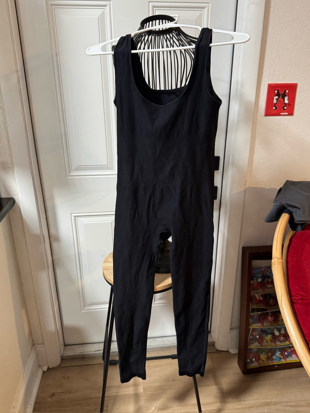 Kids Black Ribbed One-Piece Jumpsuit